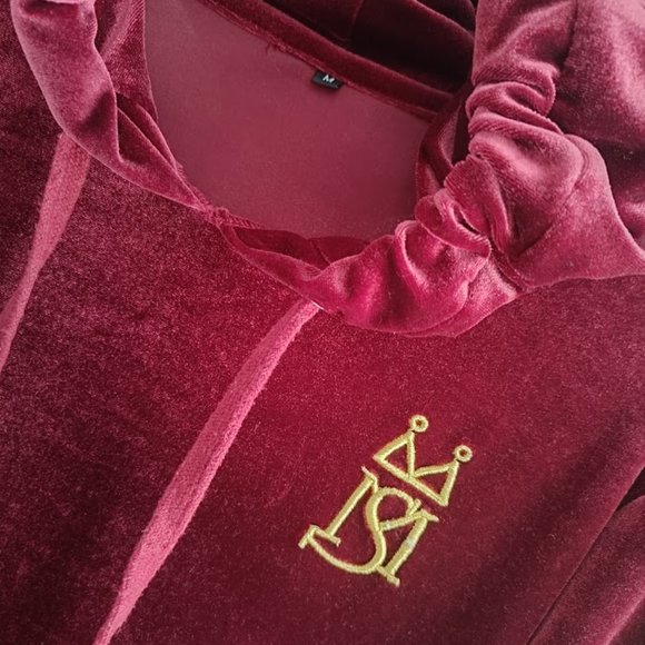 M🌹Velvet Hoodies Velour Hooded Sweatshirt Hip Hop Kangaroo Pocket - Picture 5 of 11
